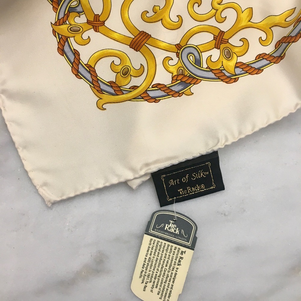 NWT: Tie Rack Art of Silk scarf 33’x33”, 100% silk, colorful Tuscan pattern